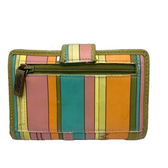 FOSSIL Retro Multi-color Stripped Bifold Med Wallet - Picture 2 of 6